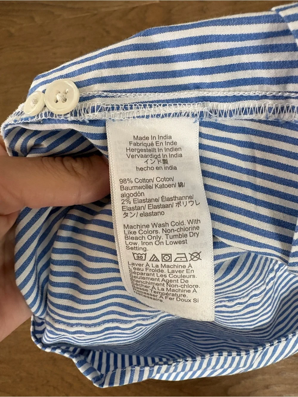 J. Crew Blue and White Striped Cotton Button-Down Poplin Shirt size small